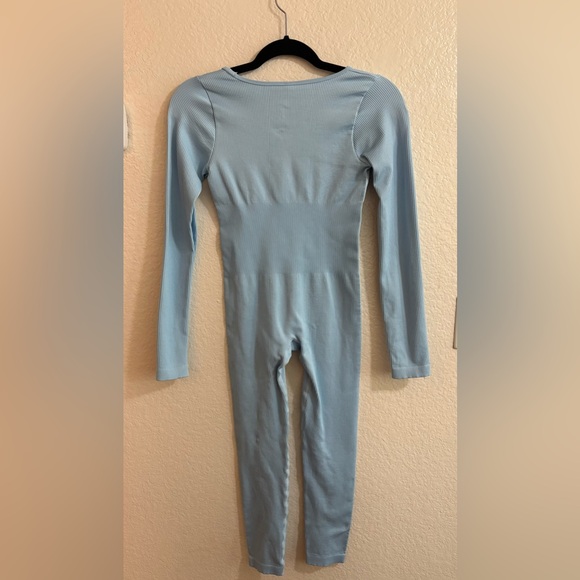 Solid Ribbed Bodycon Jumpsuit - Picture 4 of 8